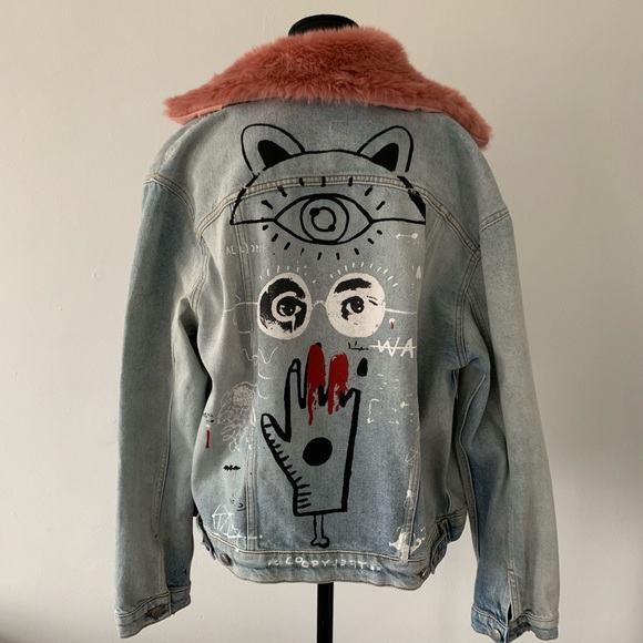 zara graffiti denim jacket